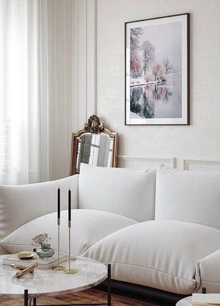 Zwanen op een wintermeer poster