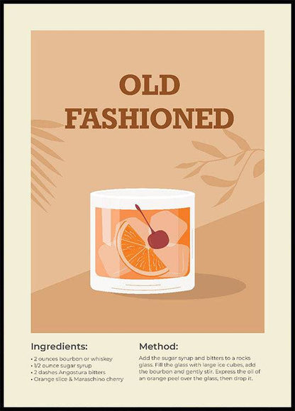 Old Fashioned Cocktail Plakat - Posterbox.no