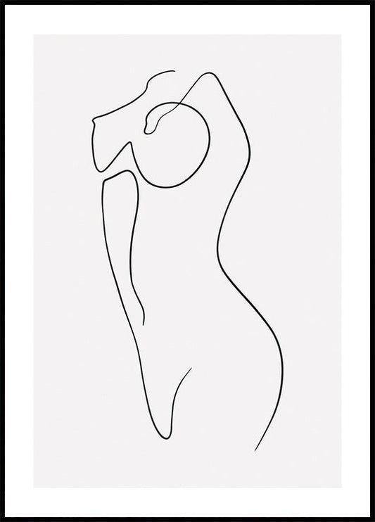 a black and white drawing of a woman's torso