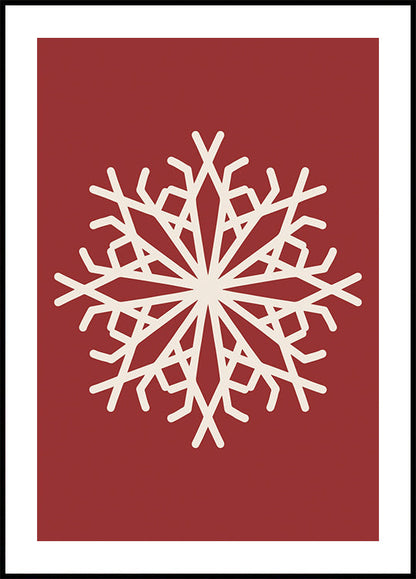 a white snowflake on a red background