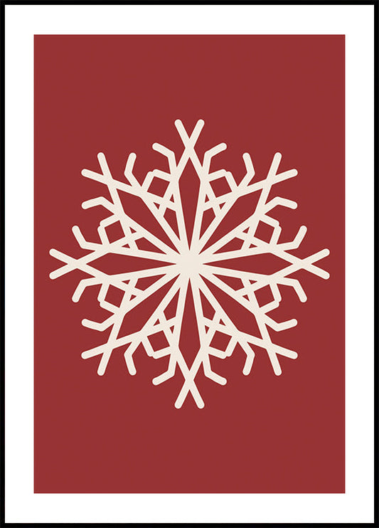 a white snowflake on a red background