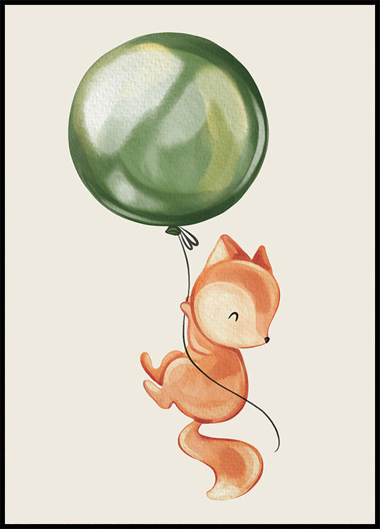 Fox Holding Balloon Nursery Plakat - Posterbox.no