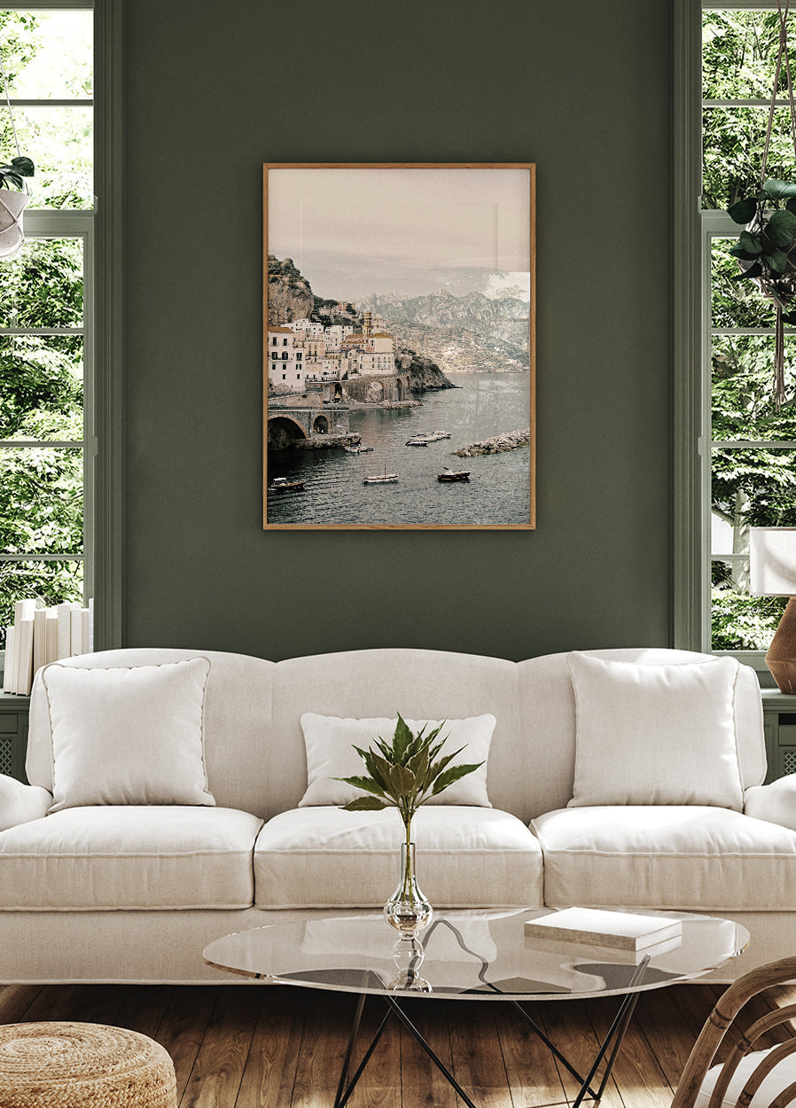Coastal Village Tranquility Poster - Posterbox.art