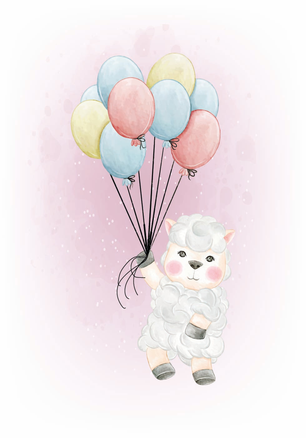 Cute Lamb with Balloons Poster