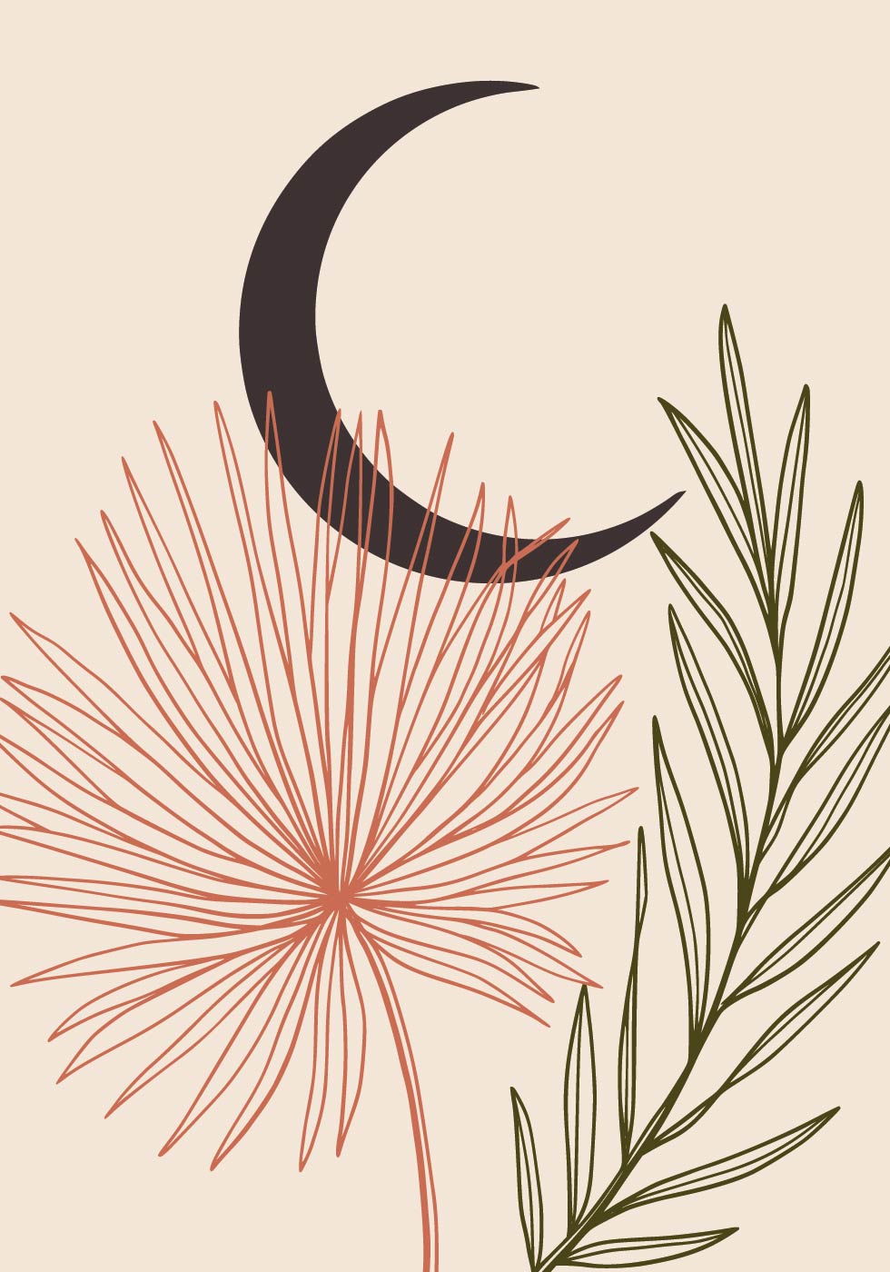 Moon and Flora Design Poster