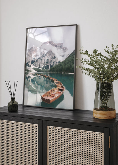 Boats At Braies Lake Poster - Posterbox.art