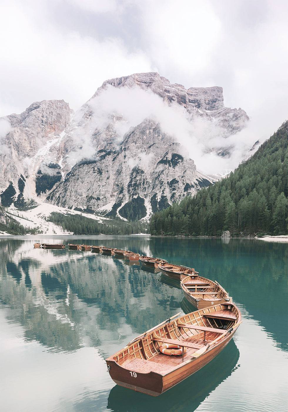 Boats At Braies Lake Poster - Posterbox.art