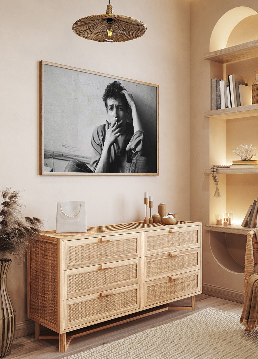Young Bob Dylan Black and White Poster - Posterbox.art