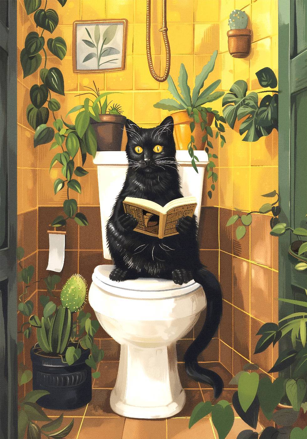 Cat on Toilet Poster