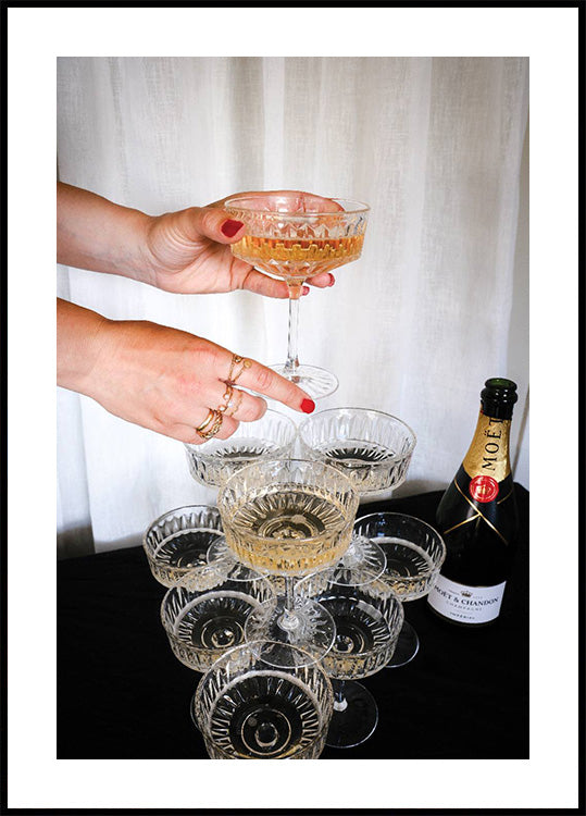 Champagne Glasses Pyramid Print Poster - Posterbox.art