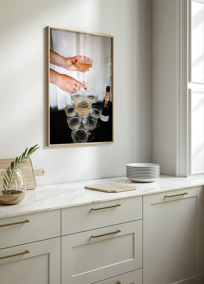 Champagne Glasses Pyramid Print Poster - Posterbox.art