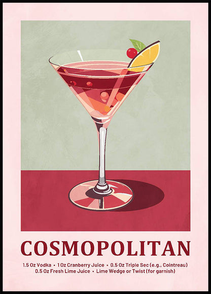 Cosmopolitan Cocktail Recipe Poster