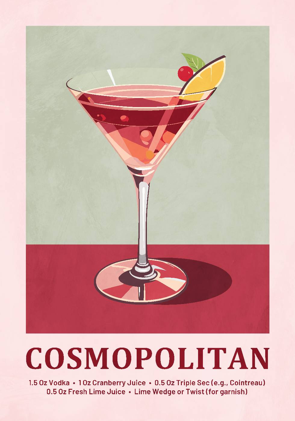 Cosmopolitan Cocktail Recipe Poster