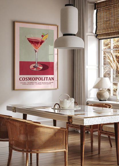 Cosmopolitan Cocktail Recipe Poster