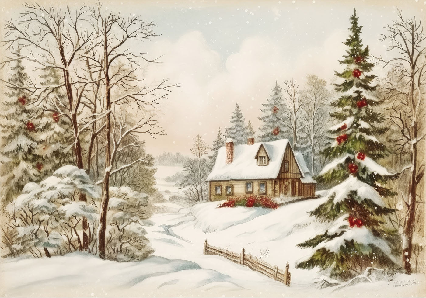 Cozy Winter Landscape Poster