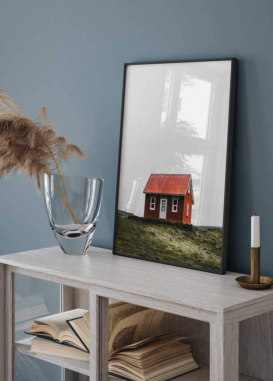 Red Cabin in Iceland Poster - Posterbox.art