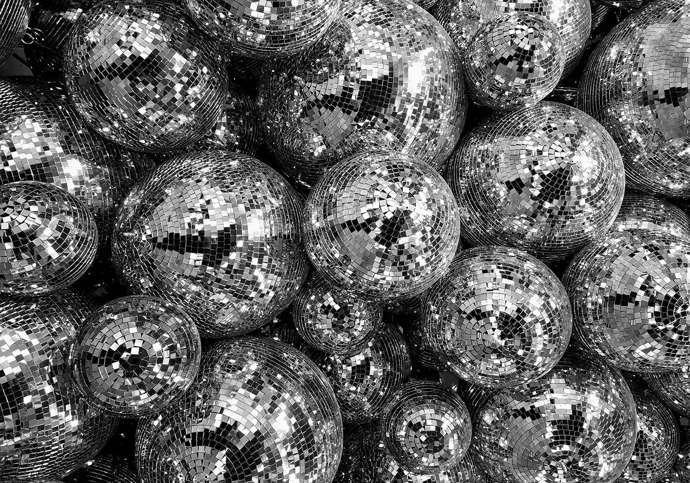 Disco Balls in Black and White Poster