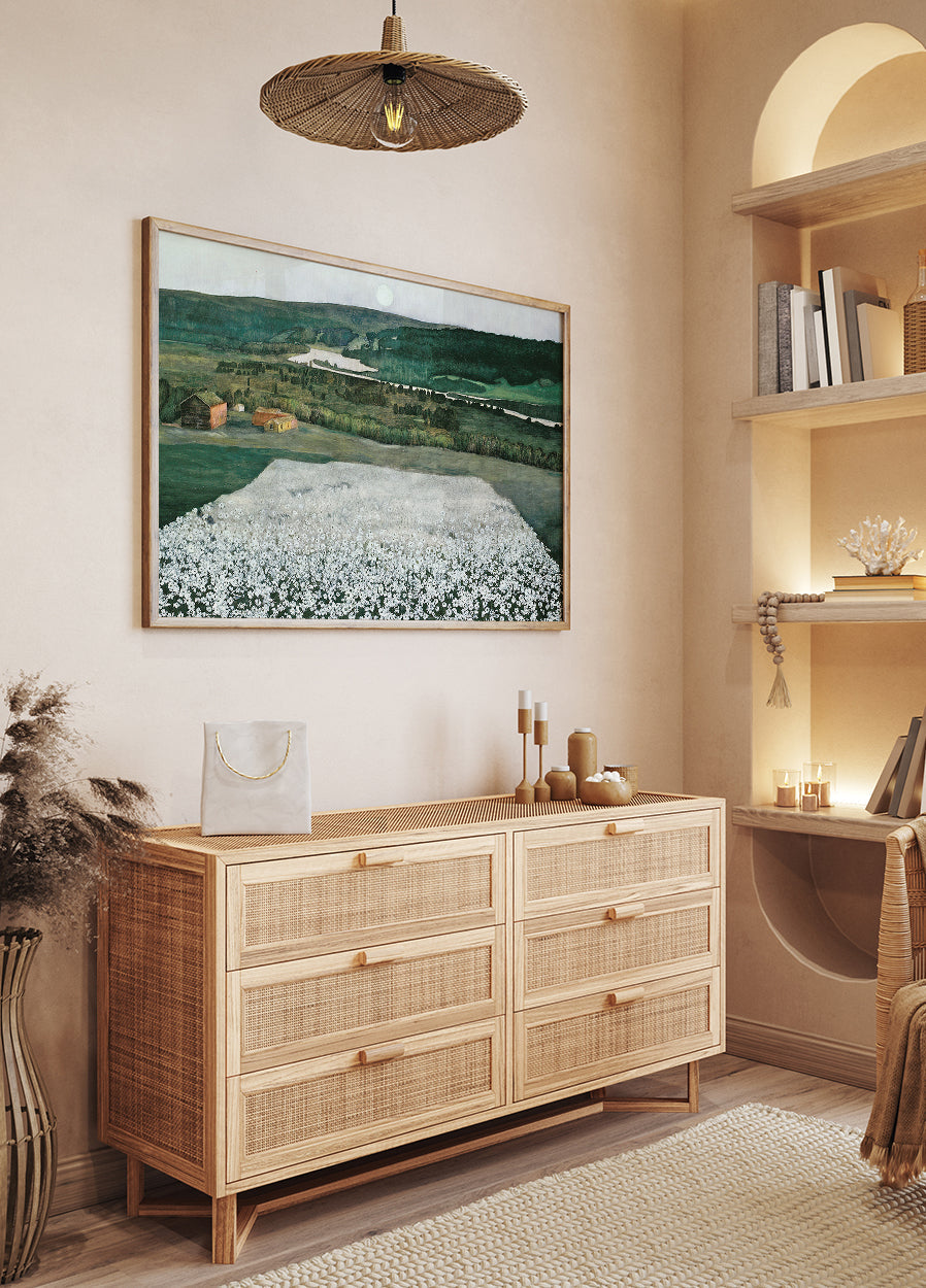 Serene Flower Meadow Landscape Poster - Posterbox.art