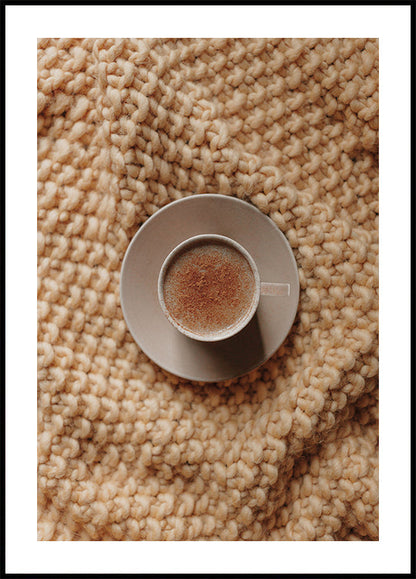 Warm Coffee on Cozy Blanket Poster