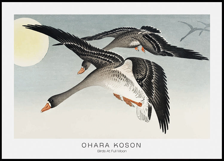 Birds At Full Moon By Ohara Koson Poster