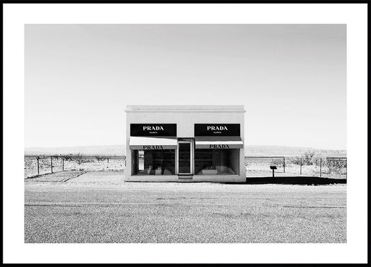 Prada Marfa Black and White Poster