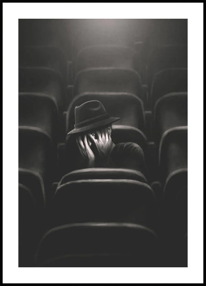 Fear, lone man in theater with hidden face Poster