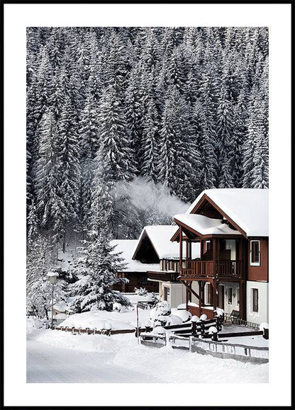 Cozy Winter Village in the Alps Poster