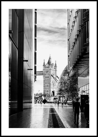 Tower Bridge Framed by Modern Architecture Poster