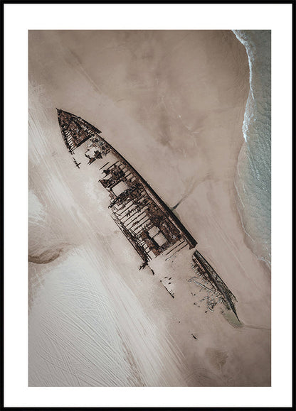 Old Ship On The Beach Poster