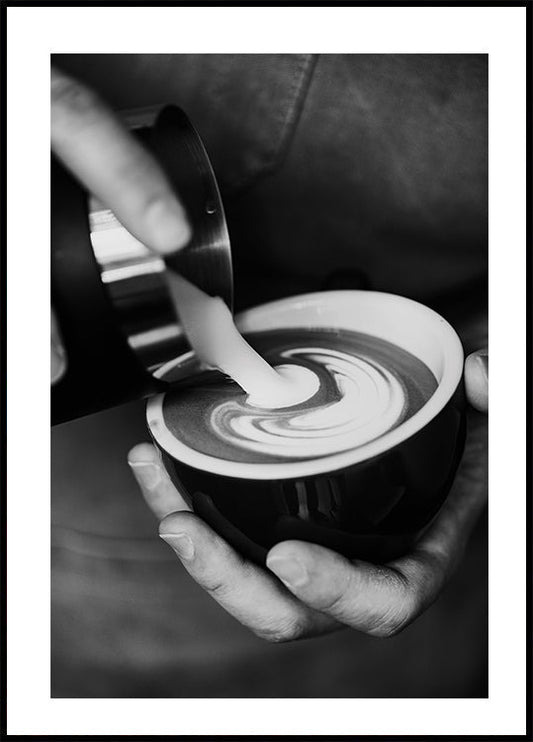 Barista Prepares Latte Coffee Poster