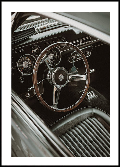 Vintage Car Steering Wheel Poster