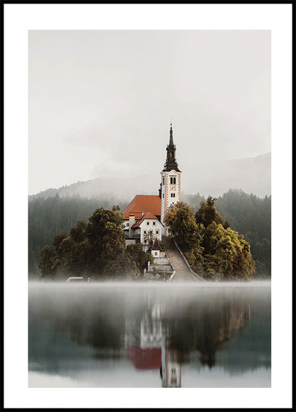 Misty Church on an Island Poster