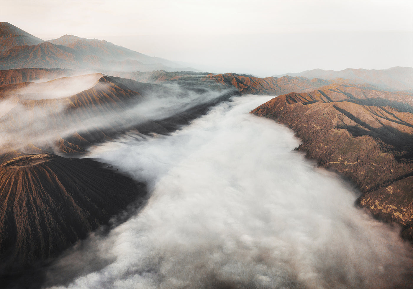 Mystical Gunung Bromo: A Serene Volcano in the Mist Poster