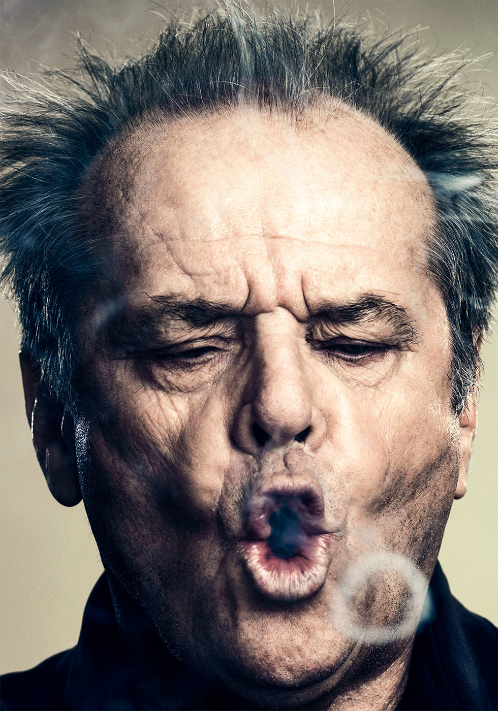 Smoking Expression Portrait Poster