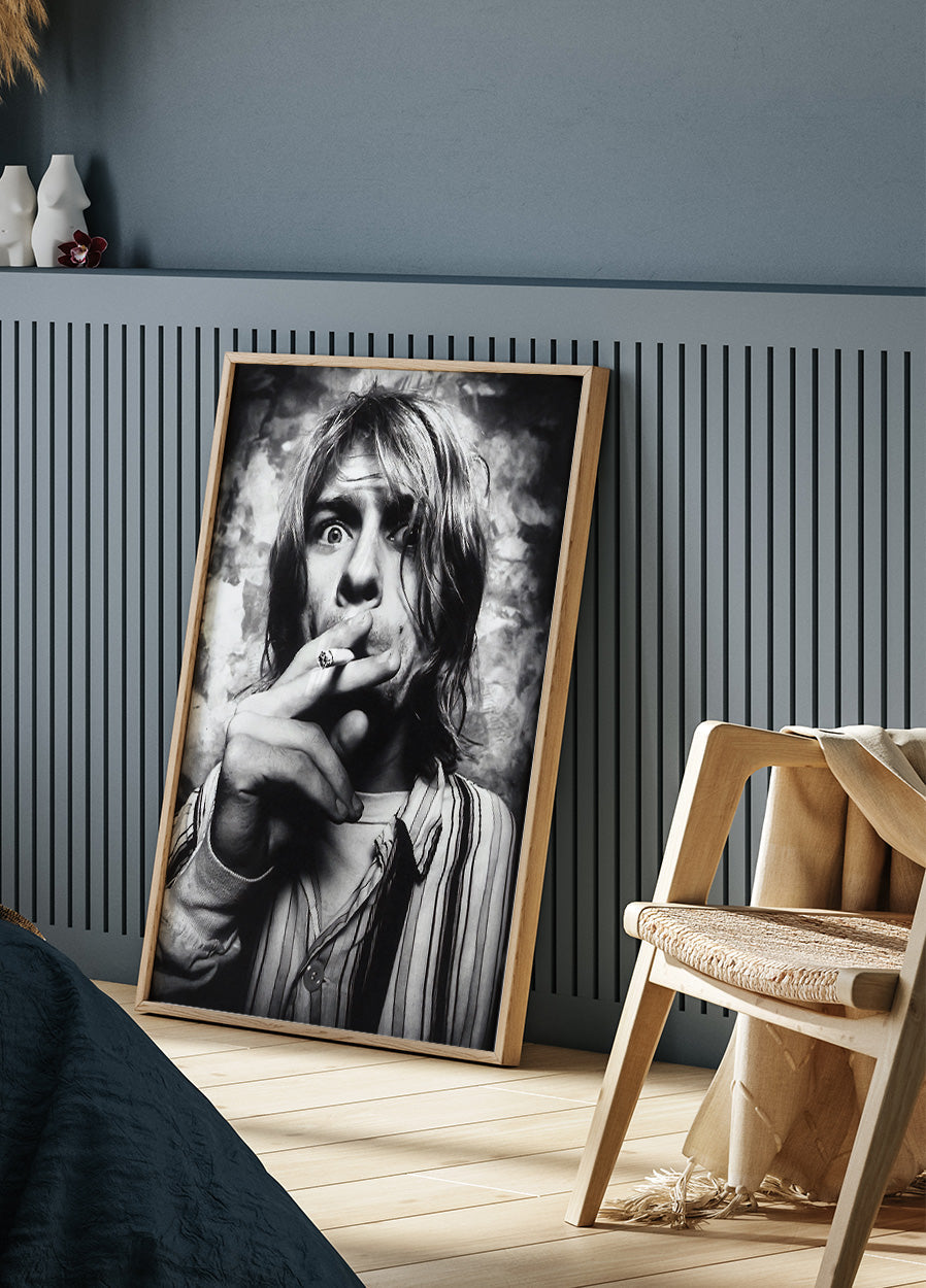 Kurt Cobain Smokes a Cigarette Poster