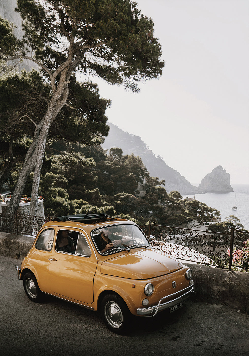 Little Orange Car in Capri Portrait Poster