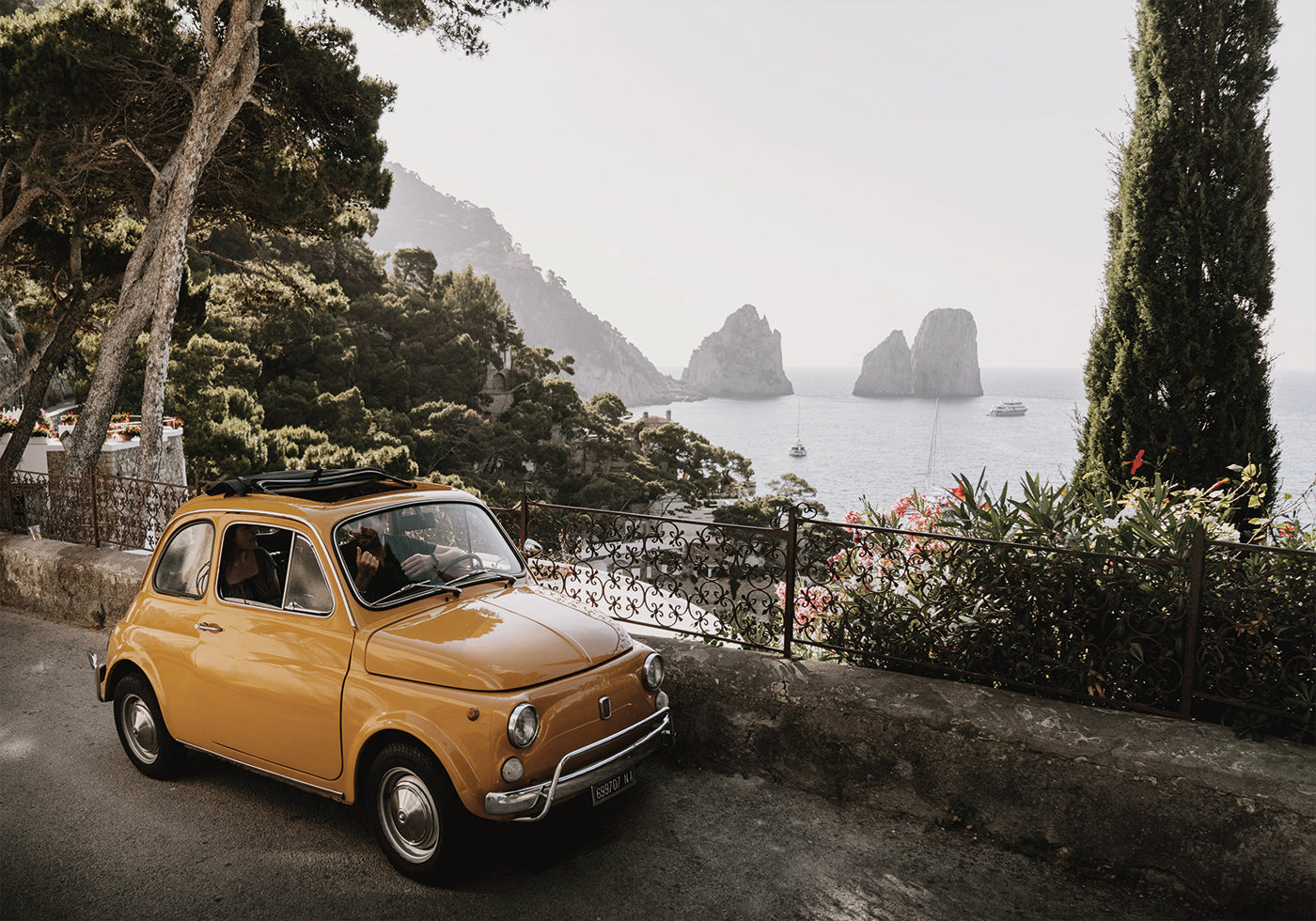 Little Orange Car in Capri Poster