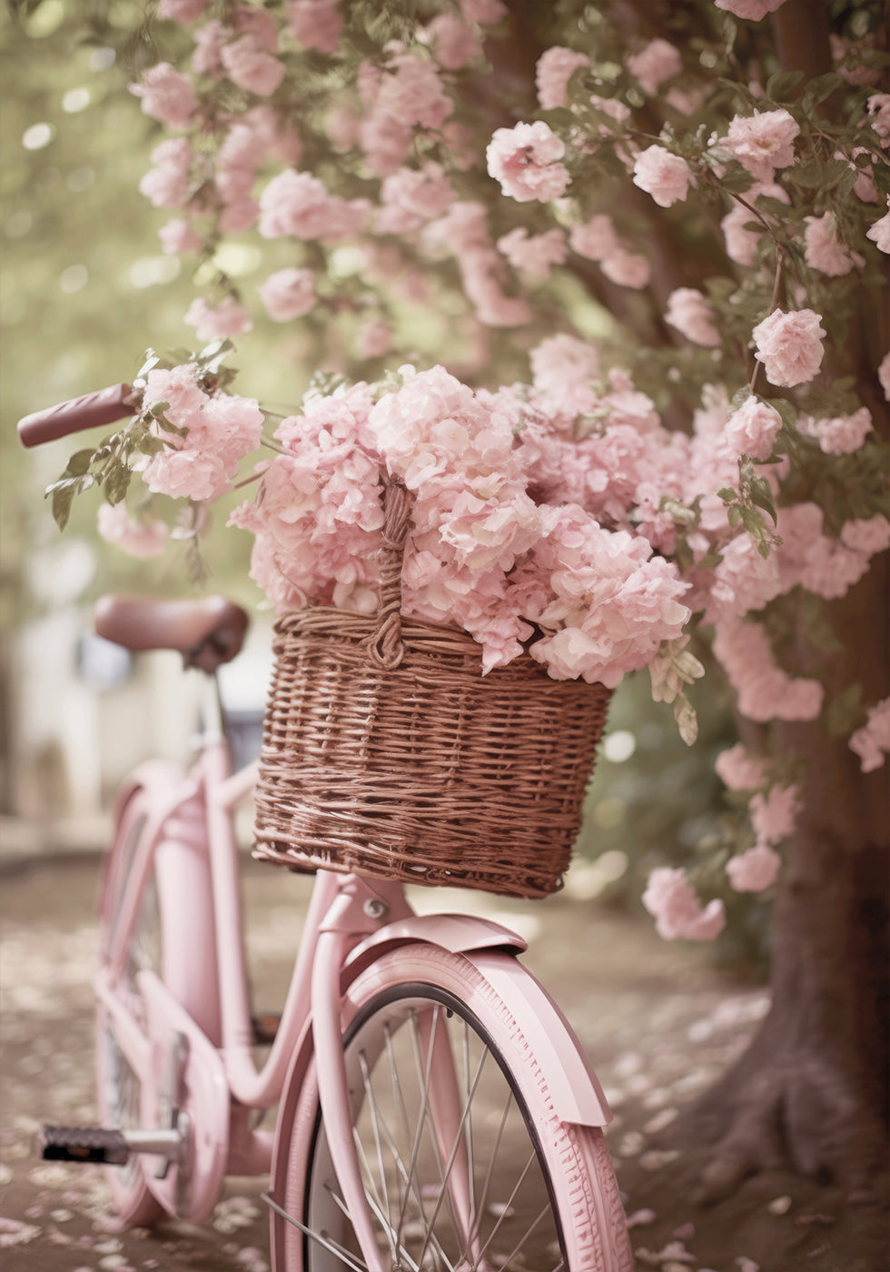 Pink Bike With Flowers Poster