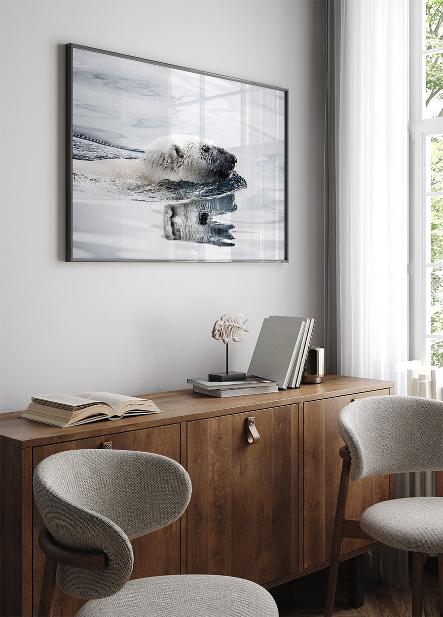 Swimming Polar Bear Poster - Posterbox.art