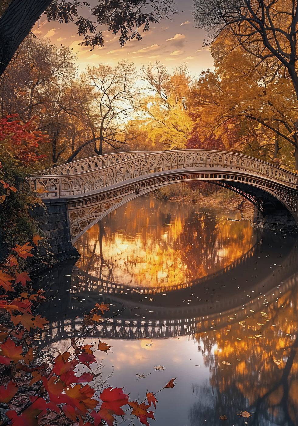 Autumn Park Bridge Poster - Posterbox.art