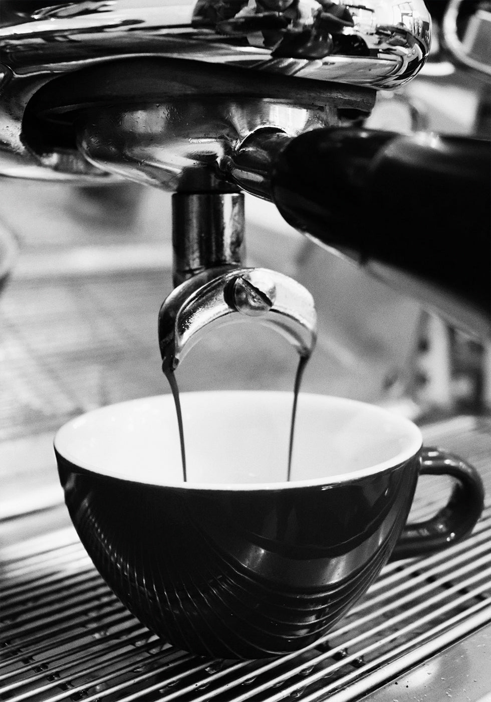 Pouring Espresso Coffee Into a Cup B&W Poster