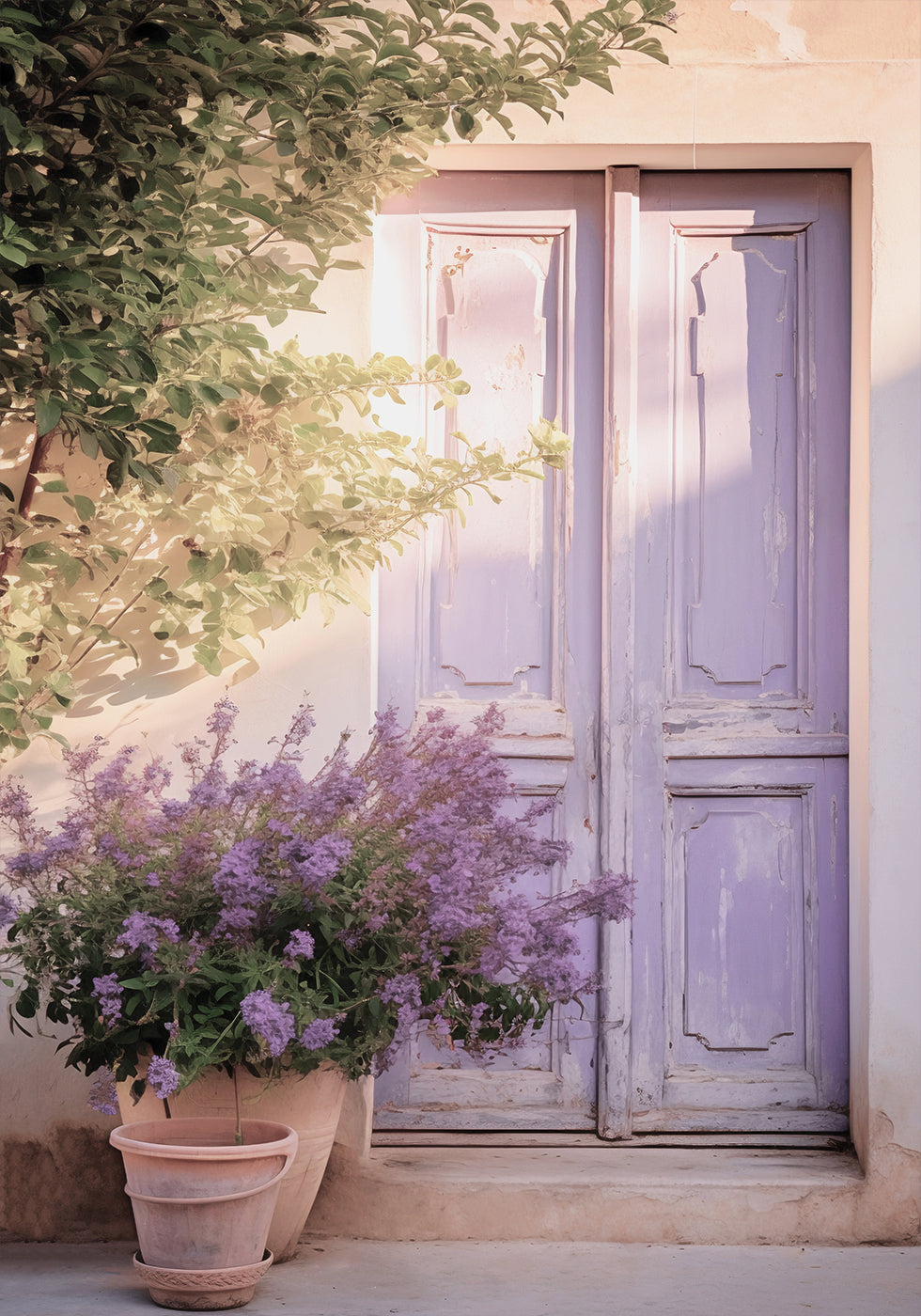 Purple Door with Flowers Poster