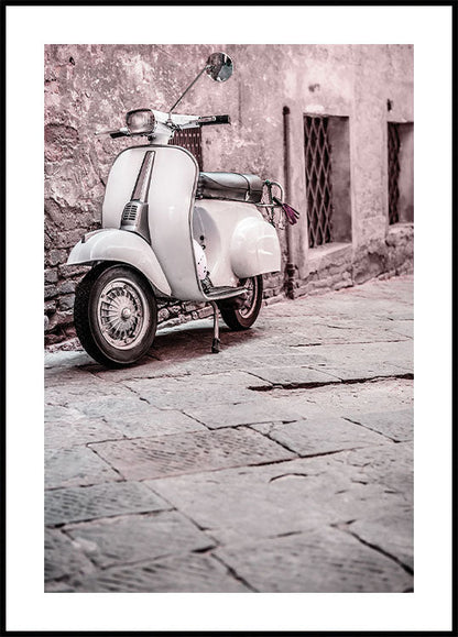 Classic Scooter in Urban Setting Poster - Posterbox.art