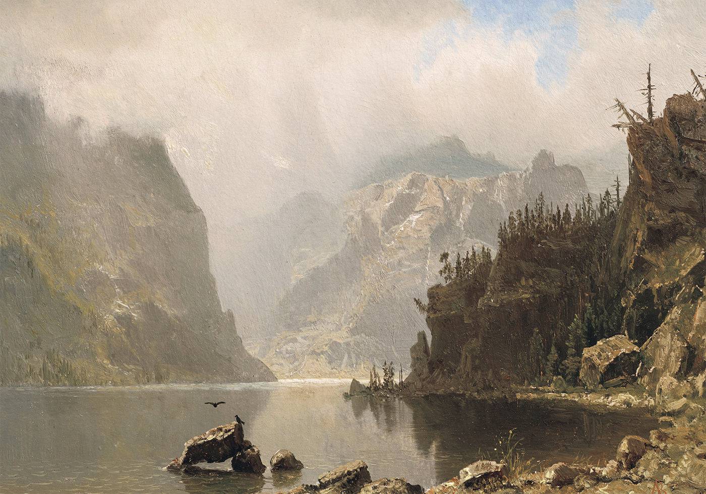Misty Mountain Lake Reflection Poster - Posterbox.art