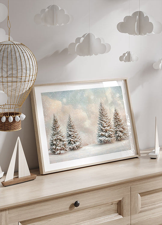 Winter Snowy Pines Poster