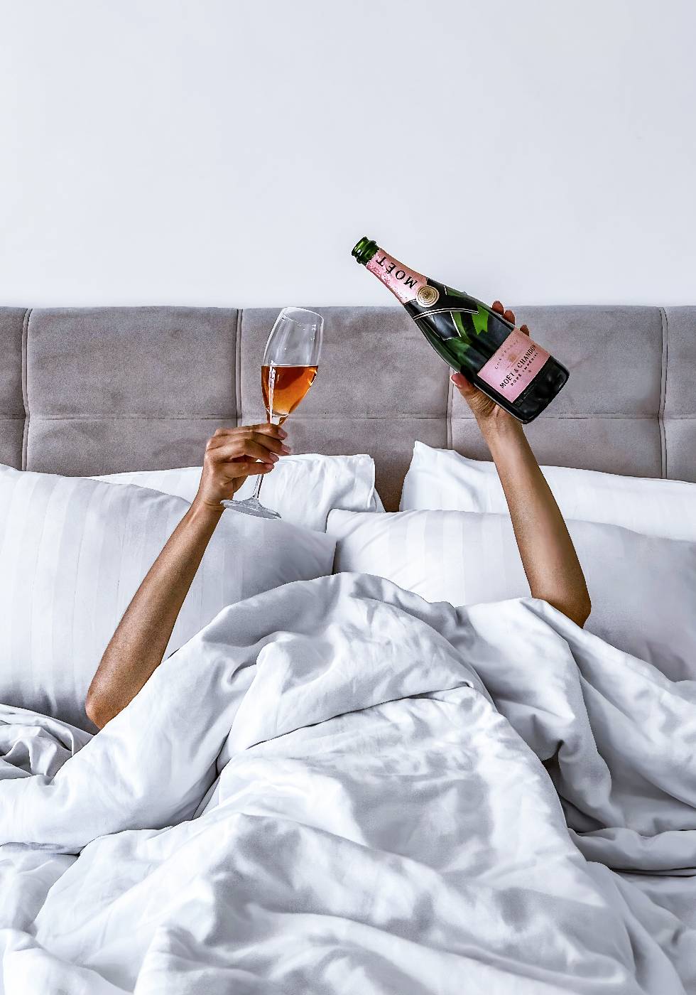 Woman Champagne in Bed Poster - Posterbox.art