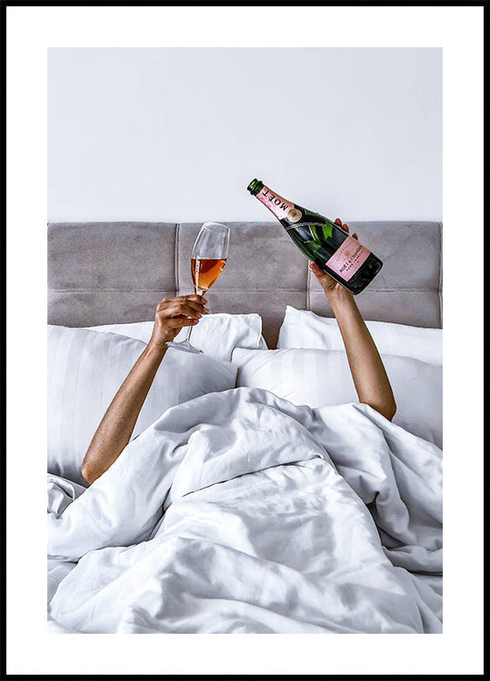 Woman Champagne in Bed Poster - Posterbox.art
