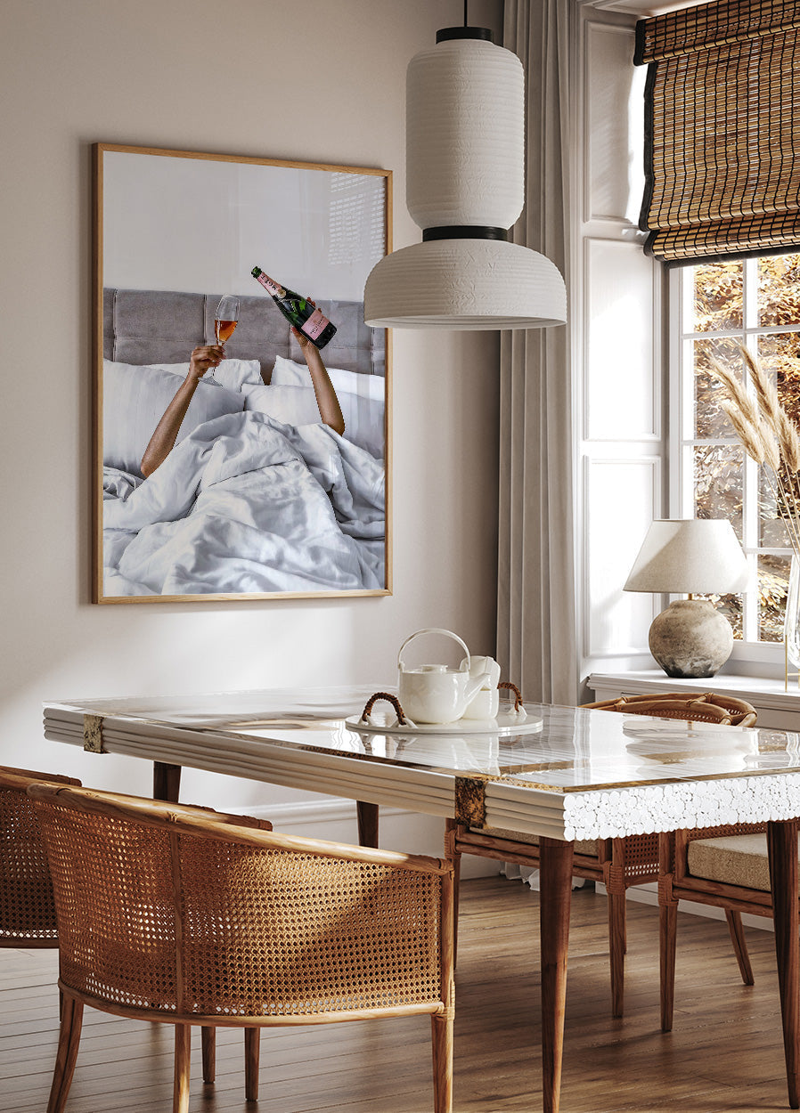 Woman Champagne in Bed Poster - Posterbox.art