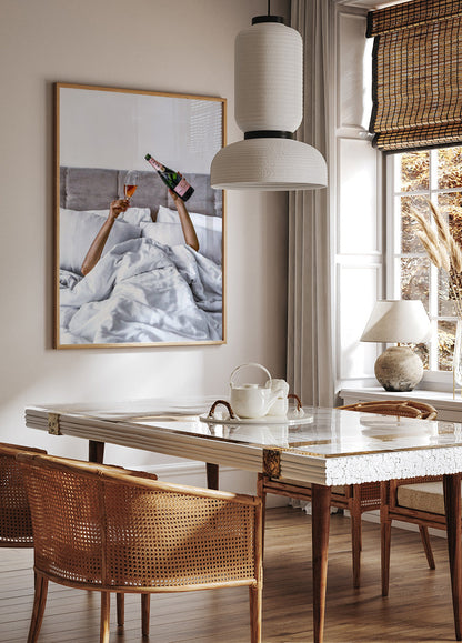 Woman Champagne in Bed Poster - Posterbox.art