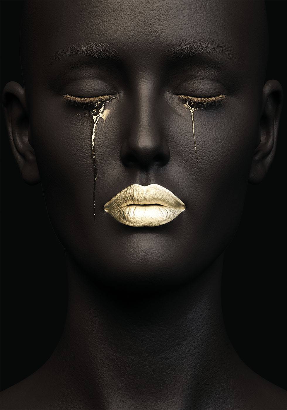 Golden Tears and Lips Poster